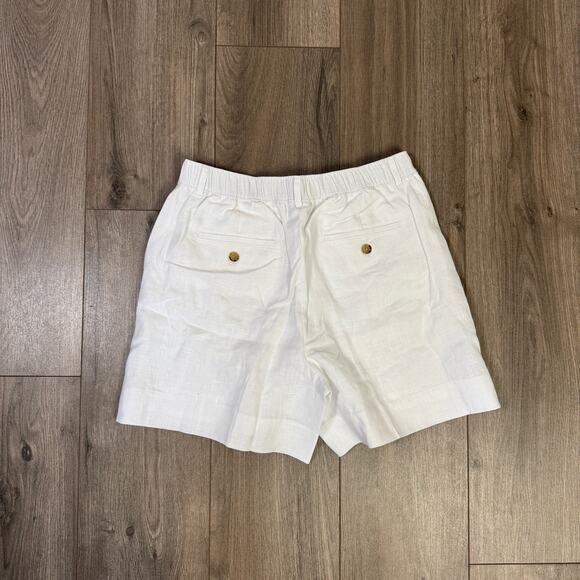 J.Crew 6" Harbor Saffron Linen Trouser Short Womens S White Elastic -Back Waist - Picture 6 of 8